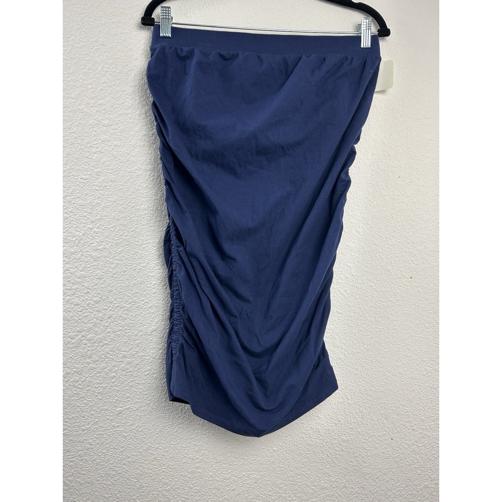 Ingrid And Isabel Women's Navy Blue‎ Ruched Side Stretch Maternity Skirt Size M